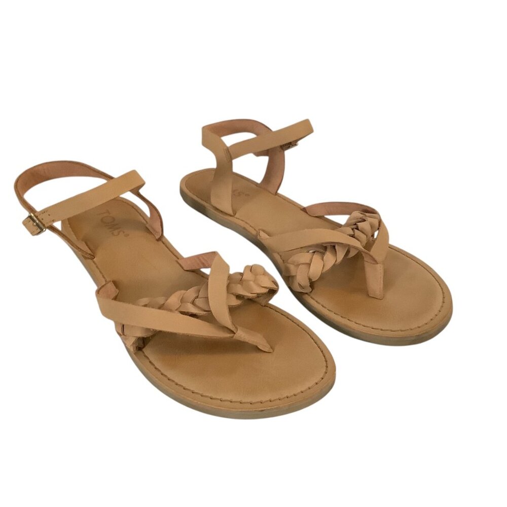 Toms Women Tan Honey Braided Leather‎ LEXIE Sandals Size 7.5